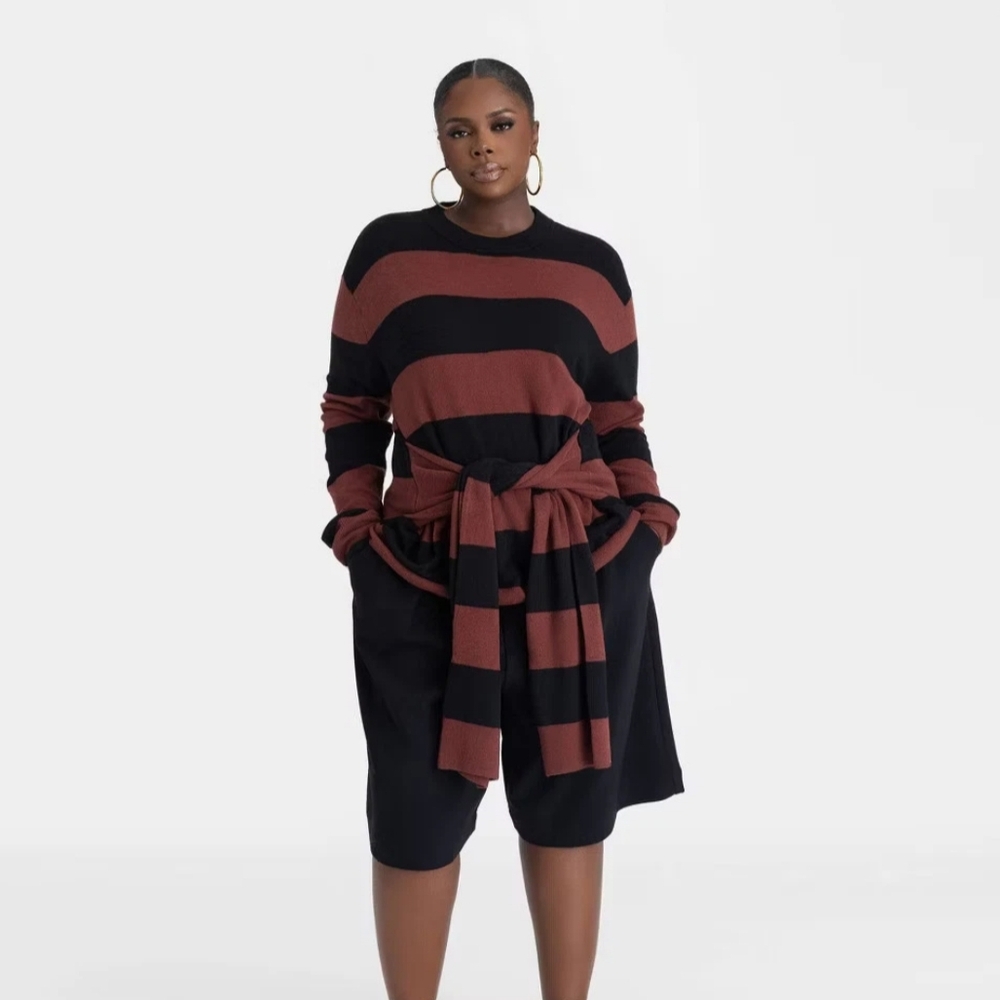 NWT KBB By KAHLANA Size 1X Burgundy/Black Wrap Sweater